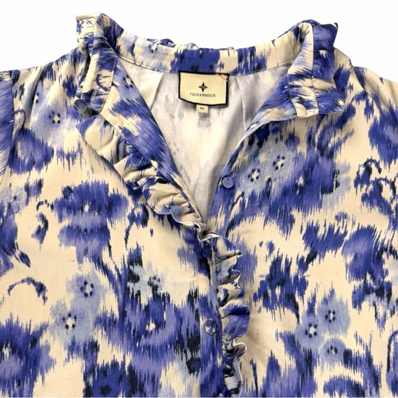 Tuckernuck Women's Long Sleeve Tate Mini Dress In “Blue Iris Breeze” Size Medium - Picture 4 of 11